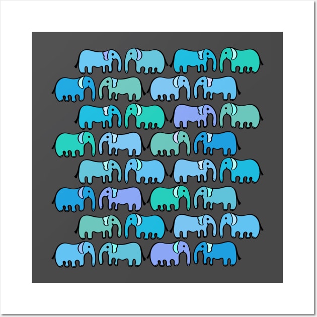 Cute and Colorful Elephant Pattern Wall Art by Davey's Designs